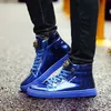 Frühling Klassische Britischen Stil Glänzende Herren Schuhe Casual Streetwear Fashion Blau Hip-hop High top Sneakers Männer Casual Glitter schuhe