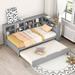 Wooden Twin Size DayBed with Twin Size Trundle, DayBed with Storage Shelf and USB Charging Ports