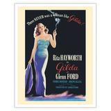 Gilda - Staring Rita Hayworth and Glenn Ford - Vintage Film Movie Poster by Robert Coburn c.1946 - Fine Art Matte Paper Print (Unframed) 11x14in