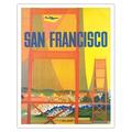San Francisco California - The Golden Gate Bridge - Vintage Travel Poster by David Klein c.1950s - Fine Art Matte Paper Print (Unframed) 11x14in