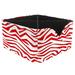 OWNTA Red and White Zebra Print Background Pattern Square Pencil Storage Case with 4 Compartments Removable Dividers Pen Holder and Pencil Holder