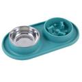 Slow food jigsaw bowl with spill-proof silicone pad swelling stop Stainless steel decoration