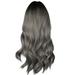 Alaparte 60cm High Temperature Silk Wig Medium And Long Curly Smoky Gray With Rose Net Party Wig