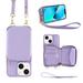Nalacover RFID Blocking Wallet Case for iPhone 13 Adjustable Crossbody Zipper Purse Card Holder Case with Detachable Wrist Strap PU Leather Flip Kickstand Phone Case Purple