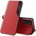 Luxury Flip Case for Samsung Galaxy S22 Ultra (Not S22) Premium PU Leather Smart Sleep/Wake Up Function Smart View Window Business Phone Case for Samsung Galaxy S22 Ultra BX Red