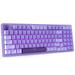 E-YOSOSO Mechanical Gaming Keyboard USB Wired Compact with Number Pad Purple Led Backlit Red Switch Detachable Type C Cable 94 Keys for PC/Computer/Laptop Purple and White