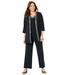 Plus Size Women's Beaded 3-Piece Cardigan Pant set by Catherines in Black (Size 30 WP)