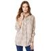 Plus Size Women's Long-Sleeve Kate Big Shirt by Roaman's in Brown Sugar Layered Animal (Size 12 W) Button Down Shirt Blouse