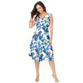 Plus Size Women's Floral Print Dress by Jessica London in Dark Sapphire Watercolor Floral (Size 22 W)
