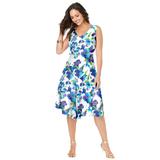 Plus Size Women's Floral Print Dress by Jessica London in Dark Sapphire Watercolor Floral (Size 24 W)