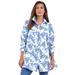 Plus Size Women's Kate Tunic Big Shirt by Roaman's in Blue Paisley (Size 30 W) Button Down Tunic Shirt