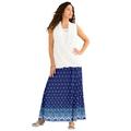 Plus Size Women's Ultrasmooth® Fabric Maxi Skirt by Roaman's in Blue Border Print (Size 22/24) Stretch Jersey Long Length