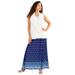 Plus Size Women's Ultrasmooth® Fabric Maxi Skirt by Roaman's in Blue Border Print (Size 38/40) Stretch Jersey Long Length