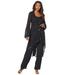 Plus Size Women's Three-Piece Beaded Pant Suit by Roaman's in Black (Size 36 W)