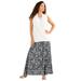 Plus Size Women's Ultrasmooth® Fabric Maxi Skirt by Roaman's in Black Floral Border (Size 38/40) Stretch Jersey Long Length