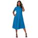 Plus Size Women's Eyelet Shirt Dress by Jessica London in Pool Blue (Size 18 W)