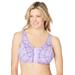 Plus Size Women's Cotton Front-Close Wireless Bra by Comfort Choice in Spring Plaid (Size 50 B)