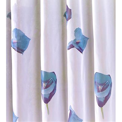 Gardine WECKBRODT "Calla" Gr. 5, blau (blau, weiß), B:500cm H:175cm, Polyester, Gardinen, Voile, bedruckt, floral, geblümt, halbtransparent, Bleiband, Store Image