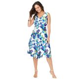 Plus Size Women's Floral Print Dress by Jessica London in Dark Sapphire Watercolor Floral (Size 26 W)