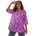 Plus Size Women's Pintuck Buttonfront Blouse by Catherines in Berry Pink Batik Geo (Size 0X)