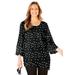 Plus Size Women's Art-To-Wear Blouse by Catherines in Black Multi Dot (Size 4X)