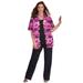 Plus Size Women's Timeless Short Sleeve Blouse by Catherines in Berry Pink Palm Leaves (Size 3XWP)