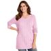 Plus Size Women's Cable Knit V-Neck Pullover Sweater by Woman Within in Pink (Size 38/40)