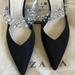 Zara Shoes | New Zara Heeled Mules Shoes With Beaded Vinyl Black Clear Size 8 | Color: Black/Silver | Size: 8