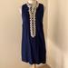 Lilly Pulitzer Dresses | New! Lilly Pulitzer Sz 8, True Navy With Gold Jane Shift Dress. | Color: Blue/Gold | Size: 8