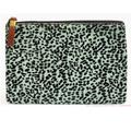Madewell Bags | Madewell The Leather Pouch Clutch In Printed Calf Hair Black & Mint Green | Color: Black/Green | Size: Os