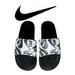 Nike Shoes | Nike Benassi Jdi New Shoes Flip Flops Black Sandals Slides Nike Scribble Print | Color: Black/White | Size: 13
