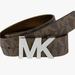 Michael Kors Accessories | Michael Kors Brown Monogram Szm Belt With Silver Mk Buckle! | Color: Brown/Silver | Size: Size Medium