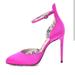 Gucci Shoes | Gucci Satin Daisy Ankle Straps D'orsay 105 Pumps Fuchsia Size 6 | Color: Pink | Size: 6