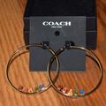 Coach Jewelry | New Pride Rare Large Coach Colorful Enameled Hoop Earrings | Color: Blue/Red | Size: 2 1/2 Inches.