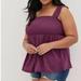 Torrid Tops | New Nwt Torrid 1 Plus Size Babydoll Knit Smocked Bodice Tank Solid Purple Top 1x | Color: Purple | Size: 1x