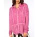 Free People Tops | Free People Top Blouse Long Sleeve Button Down Front Neon Vintage Waffle Sahara | Color: Pink | Size: Xs