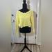 Jessica Simpson Sweaters | Jessica Simpson Sweater Women Large Pullover Cropped Frayed V Neck Yellow Cotton | Color: Yellow | Size: M