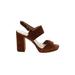 Banana Republic Heels: Slingback Chunky Heel Boho Chic Brown Solid Shoes - Women's Size 7 - Open Toe