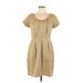 J.Crew Casual Dress - Mini Scoop Neck Short sleeves: Gold Dresses - Women's Size 6