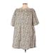 H&M Casual Dress - A-Line Boatneck 3/4 sleeves: Gray Print Dresses - Women's Size 12 - Print Wash