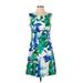 Calvin Klein Casual Dress - Party Scoop Neck Sleeveless: Blue Floral Dresses - Women's Size 3