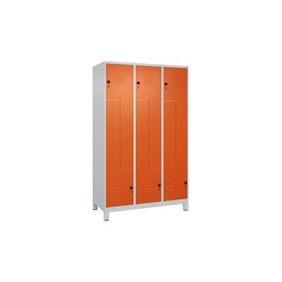 C+P Z-Spind Classic PLUS, Füßen, 6 Abteile, HxBxT 195x120x50cm, Sicherheitsdrehriegel, Hellgrau/Reinorange von PROREGAL Image