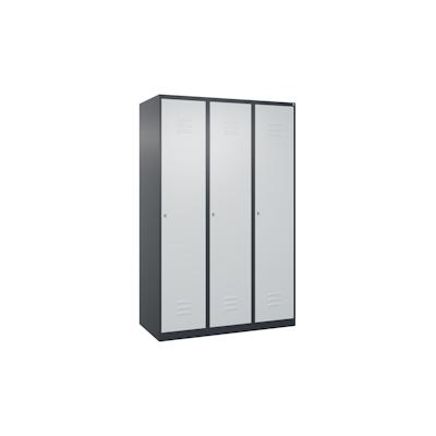 C+P Spind Classic PLUS, 3 Abteile, HxBxT 185x120x50cm, Zylinderschloss, Anthrazit/Hellgrau von PROREGAL Image