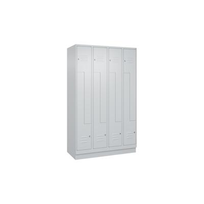 C+P Z-Spind Classic PLUS, Sockel, 8 Abteile, HxBxT 195x120x50cm, Zylinderschloss, Hellgrau/Hellgrau von PROREGAL Image