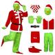 Metaparty Christmas Green Monster Cosplay Costume adult,7 Piece Adult Santa Claus Suit Deluxe Furry Santa Claus Outfit Green (L)