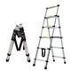 Heavy Duty 4+5 Step Telescoping Ladder Aluminum, 19lb A-Type Portable Telescopic Extension Ladder with Safety-Lock, 330 lbs Load Capacity, for Outdoor Working, Household Use (5.5ft, Silver)