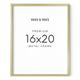 HAUS AND HUES 16x20 Gold Picture Frame - Set of 1 Picture Frame Metallic 16x20 Poster Frames for Wall 16x20 Gold Poster Frames 16x20 Picture Frames For Wall 16x20 Gold Wall Frames(Gold Aluminum Frame)