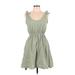 Shein Casual Dress - Mini Scoop Neck Sleeveless: Green Solid Dresses - New - Women's Size 6