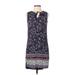 BLL NYC Casual Dress - Shift: Blue Floral Motif Dresses - Women's Size Small