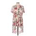 Torrid Casual Dress - Mini V Neck Short sleeves: Ivory Floral Dresses - Women's Size Large Plus